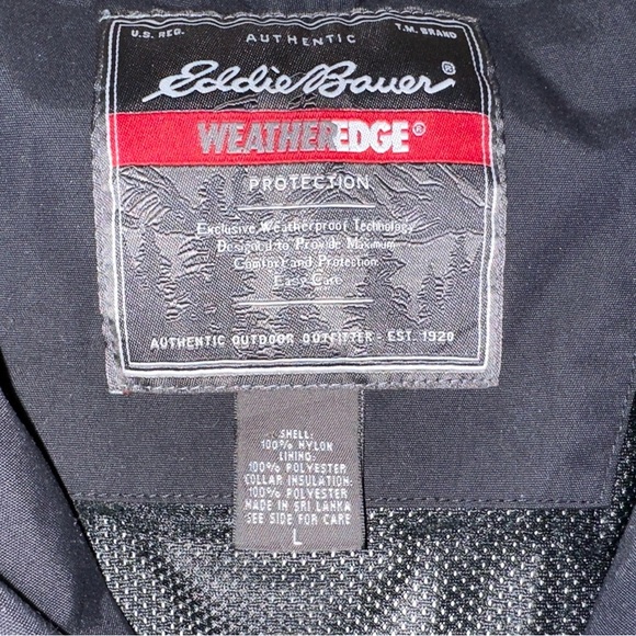 Men's Eddie Bauer Lined Black Rain Jacket, Size Large - Picture 6 of 6
